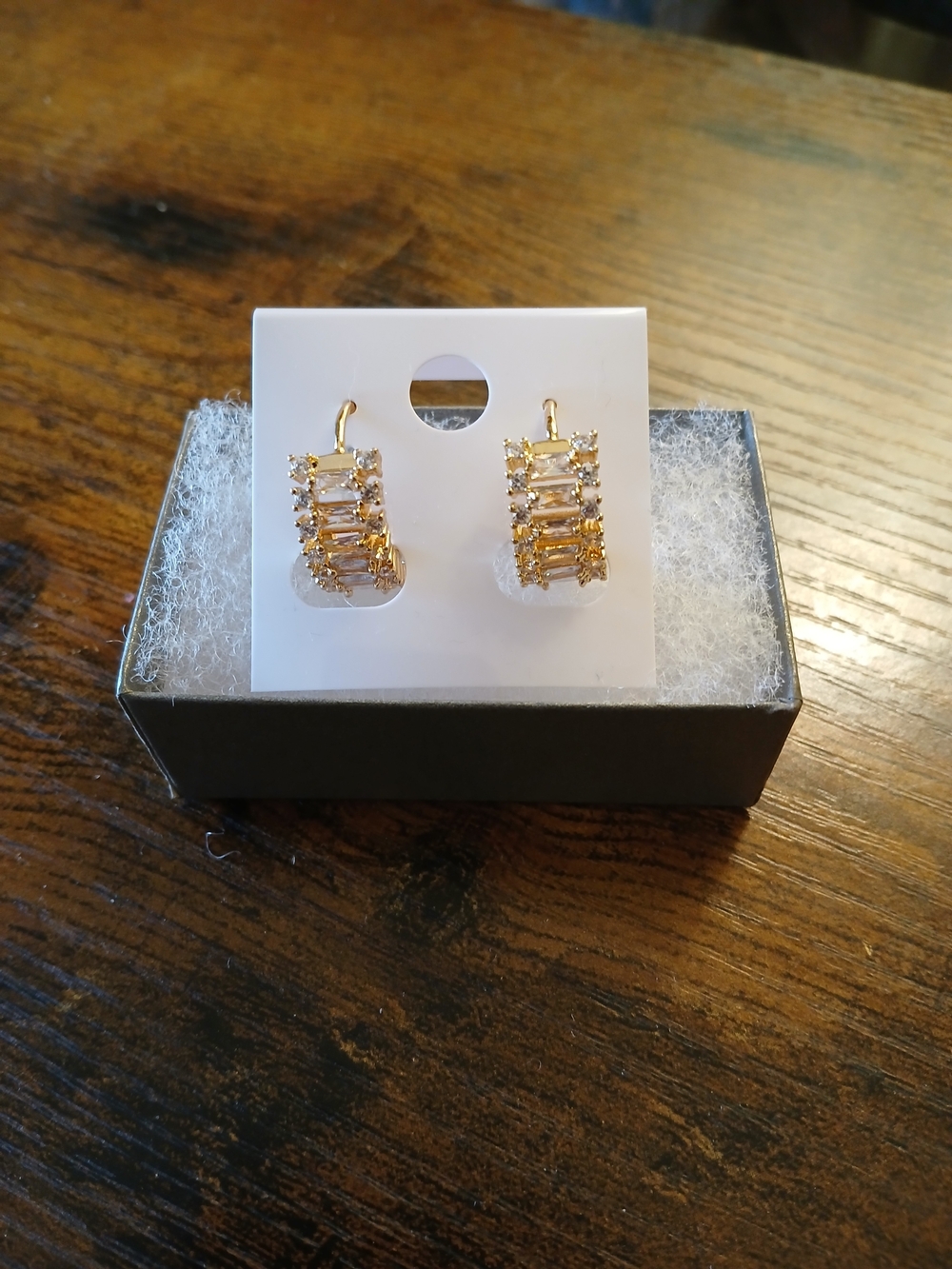 Gold Crystal Baguette Hoop Earrings for Women